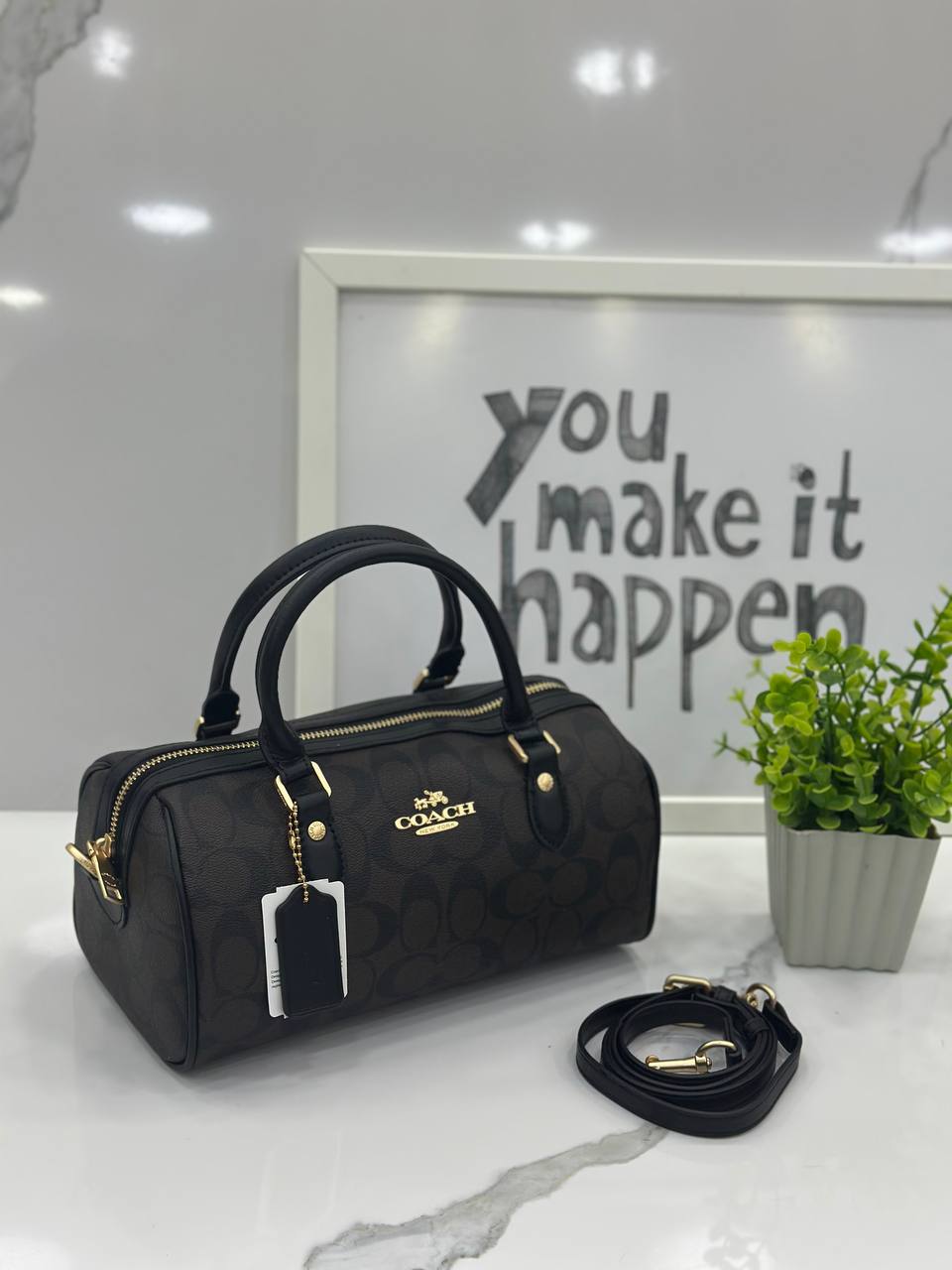 Coach Rowan Satchel in Signature Canvas (or Coach Signature Barrel Bag)
