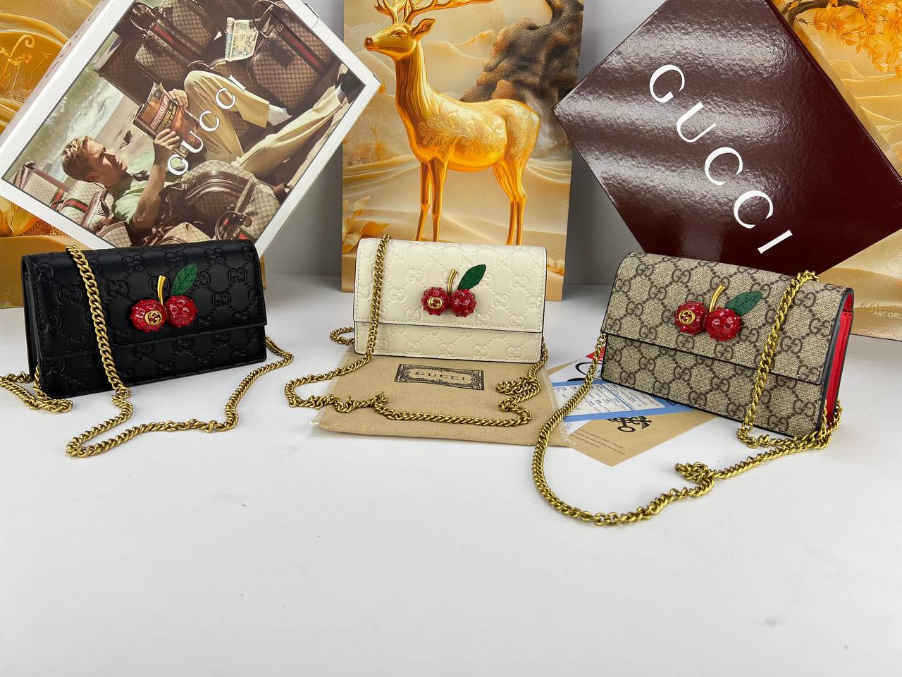 Gucci Linea Cherry GG Supreme Chain