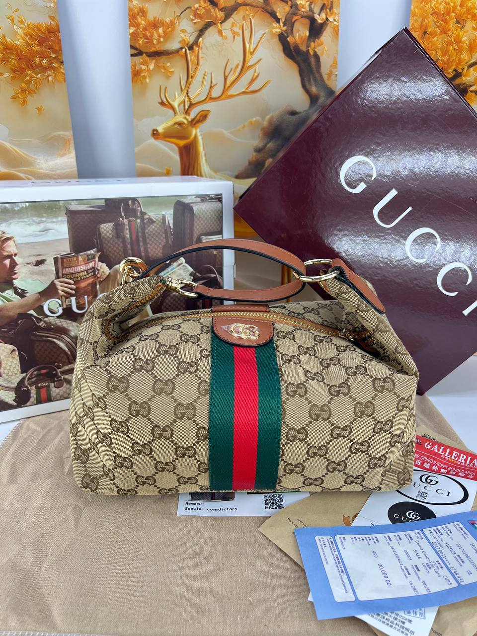 Gucci Ophidia GG Top Handle Boston Bag