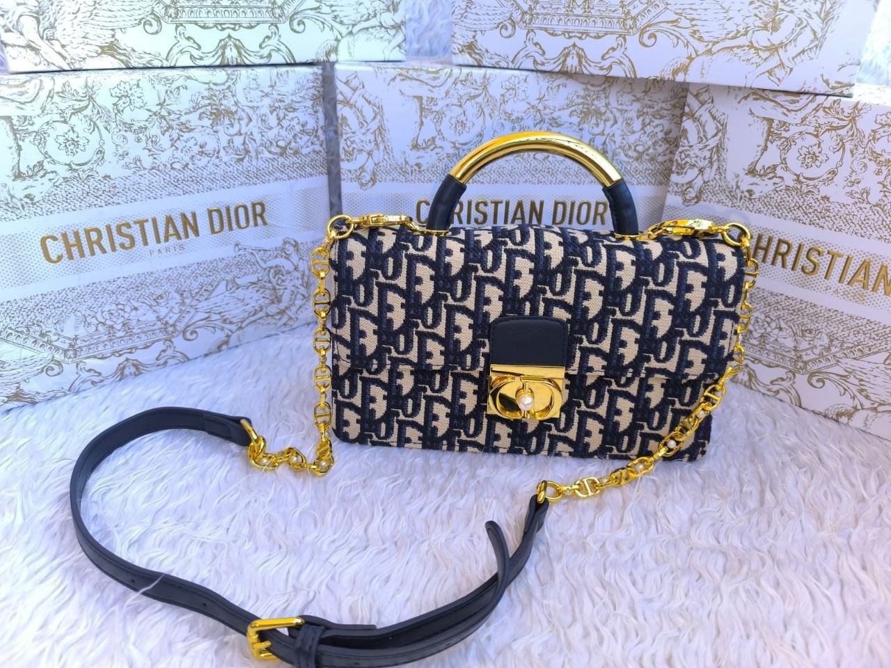 Christian Dior Dioramour / Cannage Top Handle Flap Bag