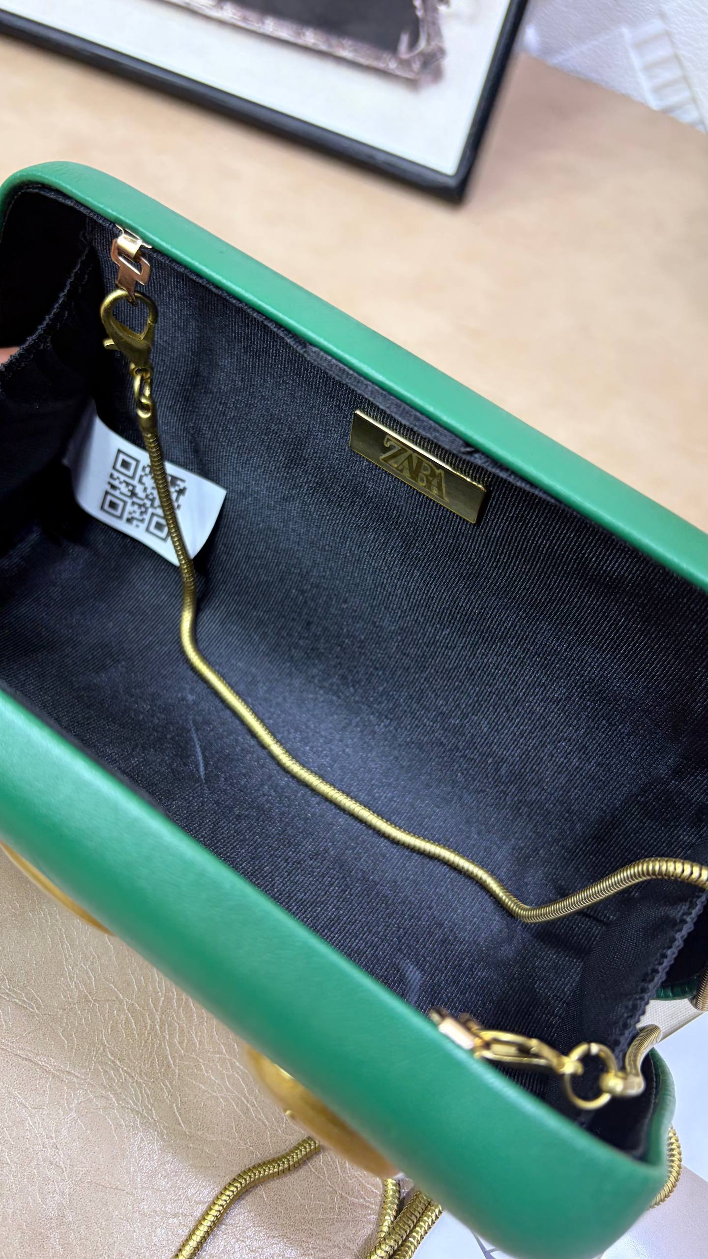 Zara Black Box Clutch with Gold Studs