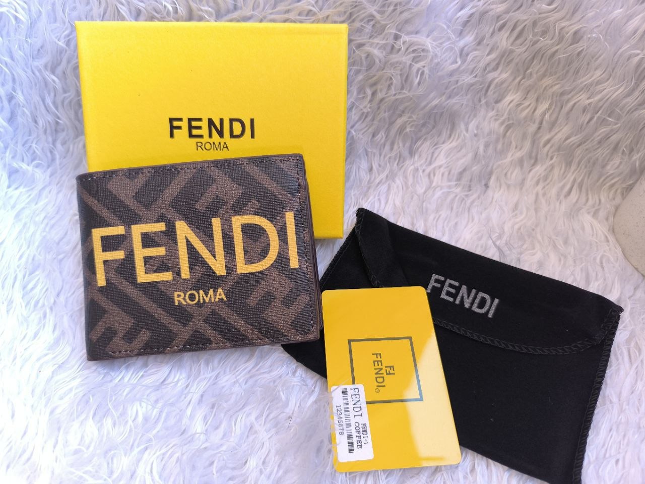 Fendi Roma Logo FF Canvas Bi-Fold Wallet