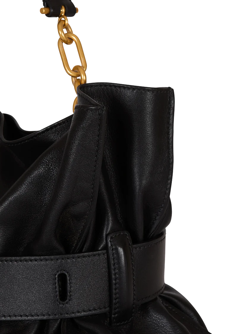 Balmain Luxury Belted Leather Shoulder Bag