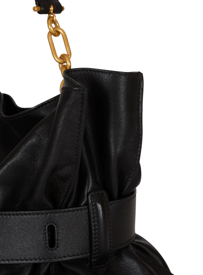 Balmain Luxury Belted Leather Shoulder Bag