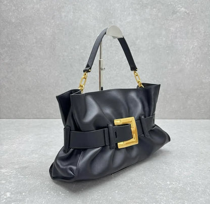 Balmain Luxury Belted Leather Shoulder Bag