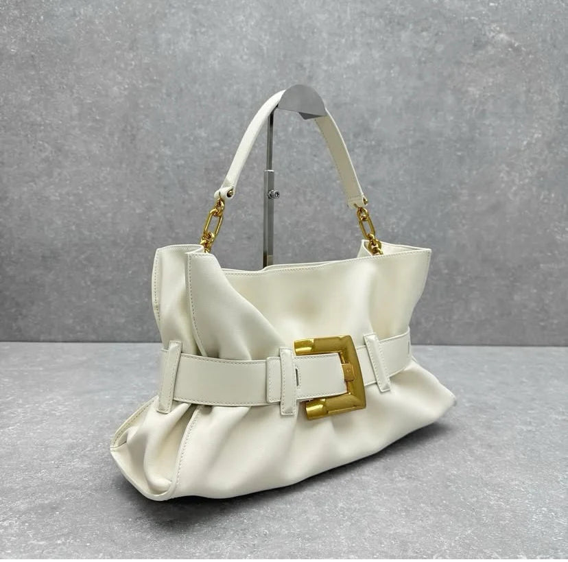 Balmain Luxury Belted Leather Shoulder Bag