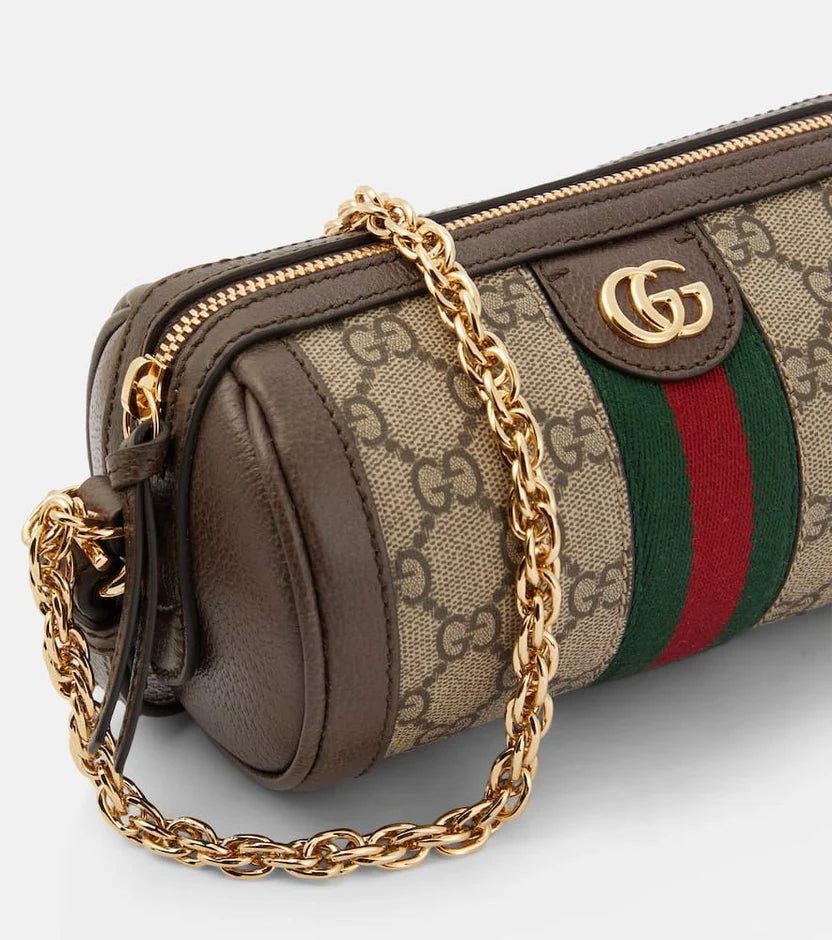 gucci canvas shoulder bag with chain