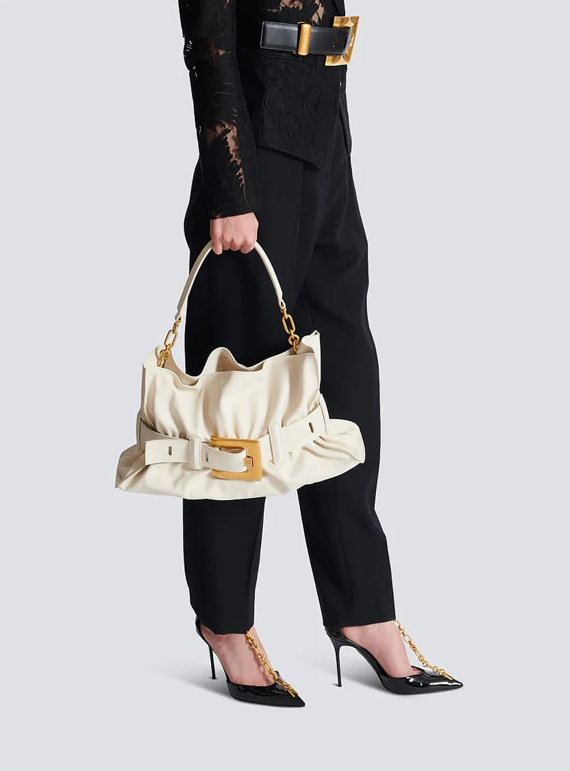 Balmain Luxury Belted Leather Shoulder Bag
