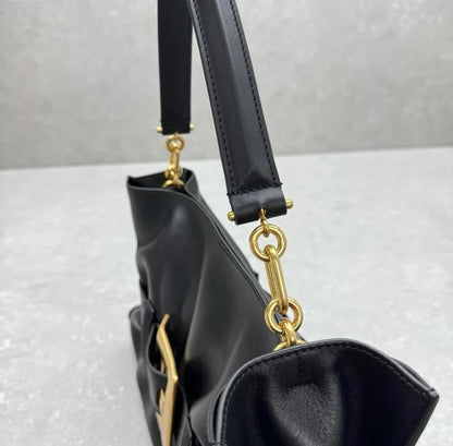 Balmain Luxury Belted Leather Shoulder Bag