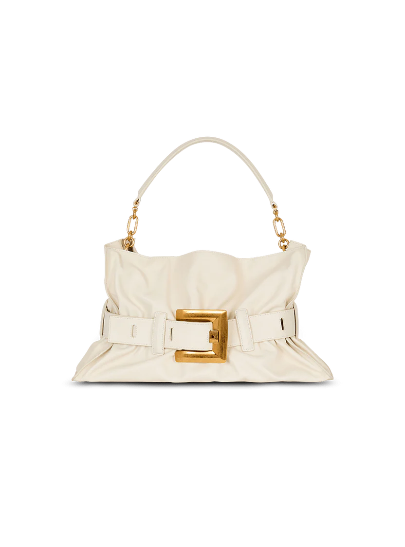 Balmain Luxury Belted Leather Shoulder Bag
