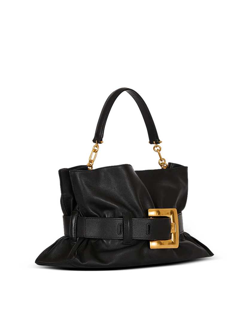 Balmain Luxury Belted Leather Shoulder Bag