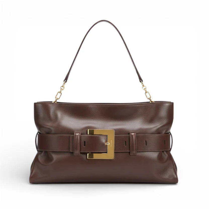 Balmain Luxury Belted Leather Shoulder Bag