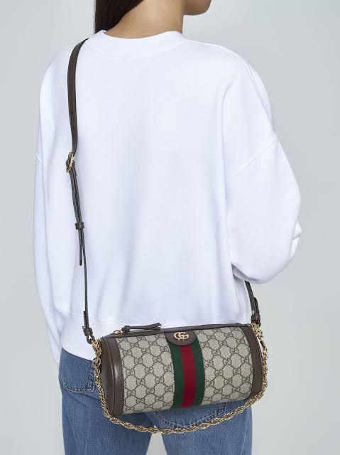 gucci canvas shoulder bag with chain