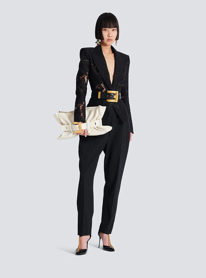 Balmain Luxury Belted Leather Shoulder Bag