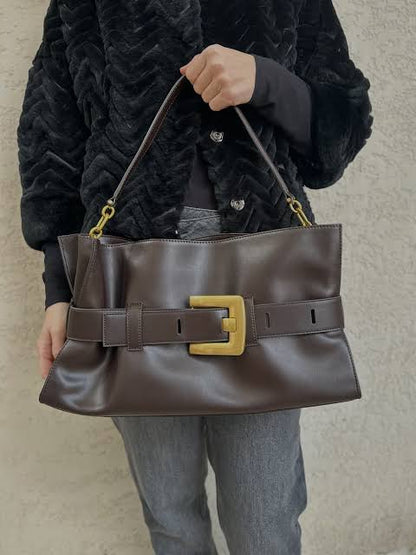 Balmain Luxury Belted Leather Shoulder Bag
