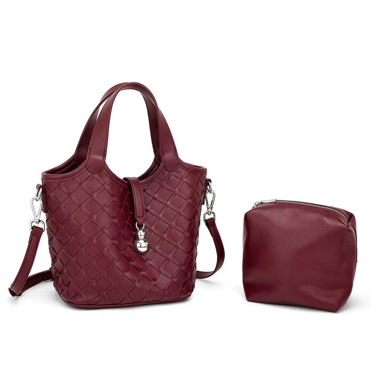 Bottega Veneta-Style Woven Leather Bucket Bag with Pouch