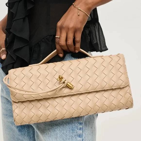 Bottega Veneta Intrecciato Knot Flap Clutch with Top Handle