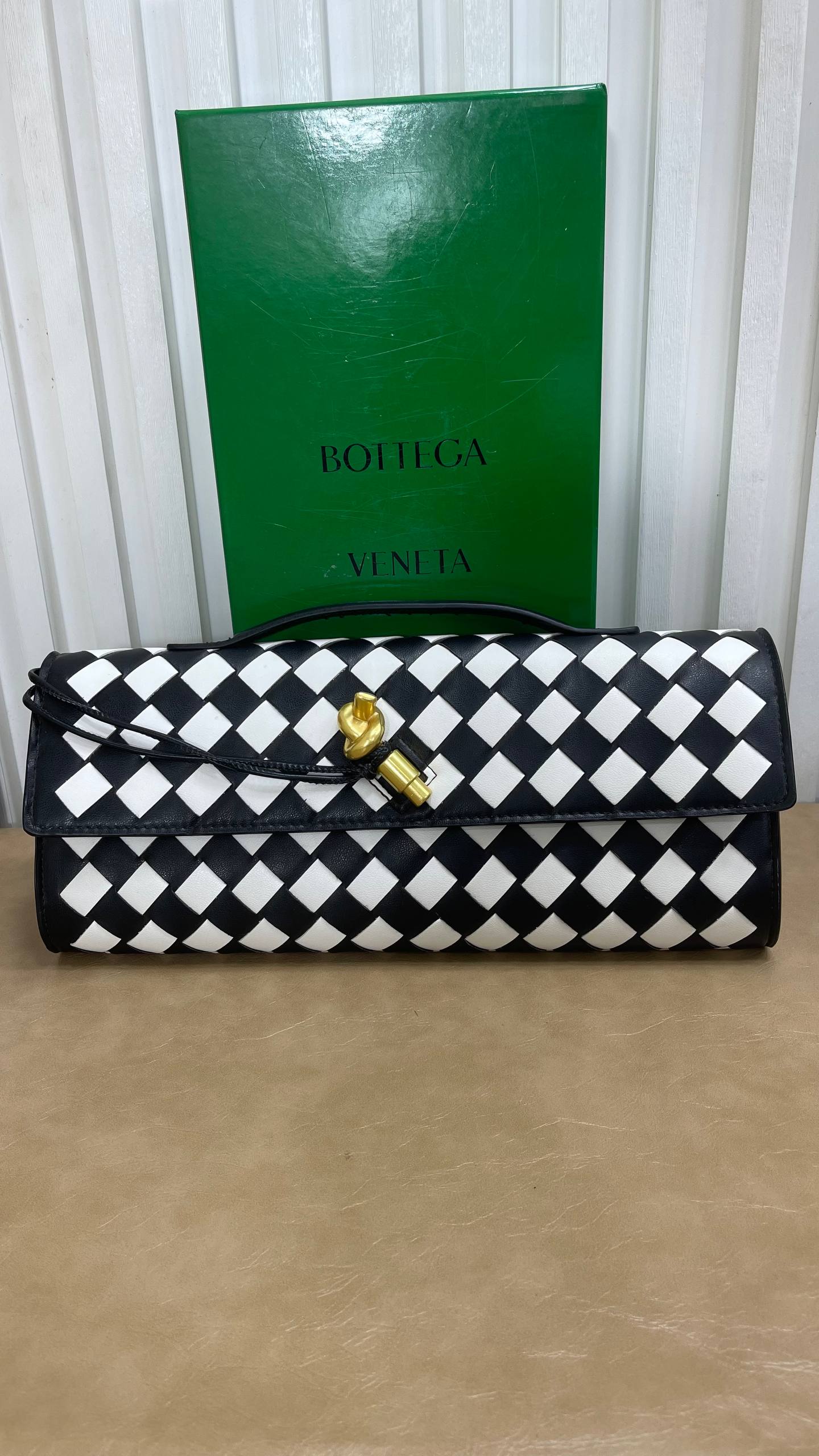 Bottega Veneta Intrecciato Knot Flap Clutch with Top Handle