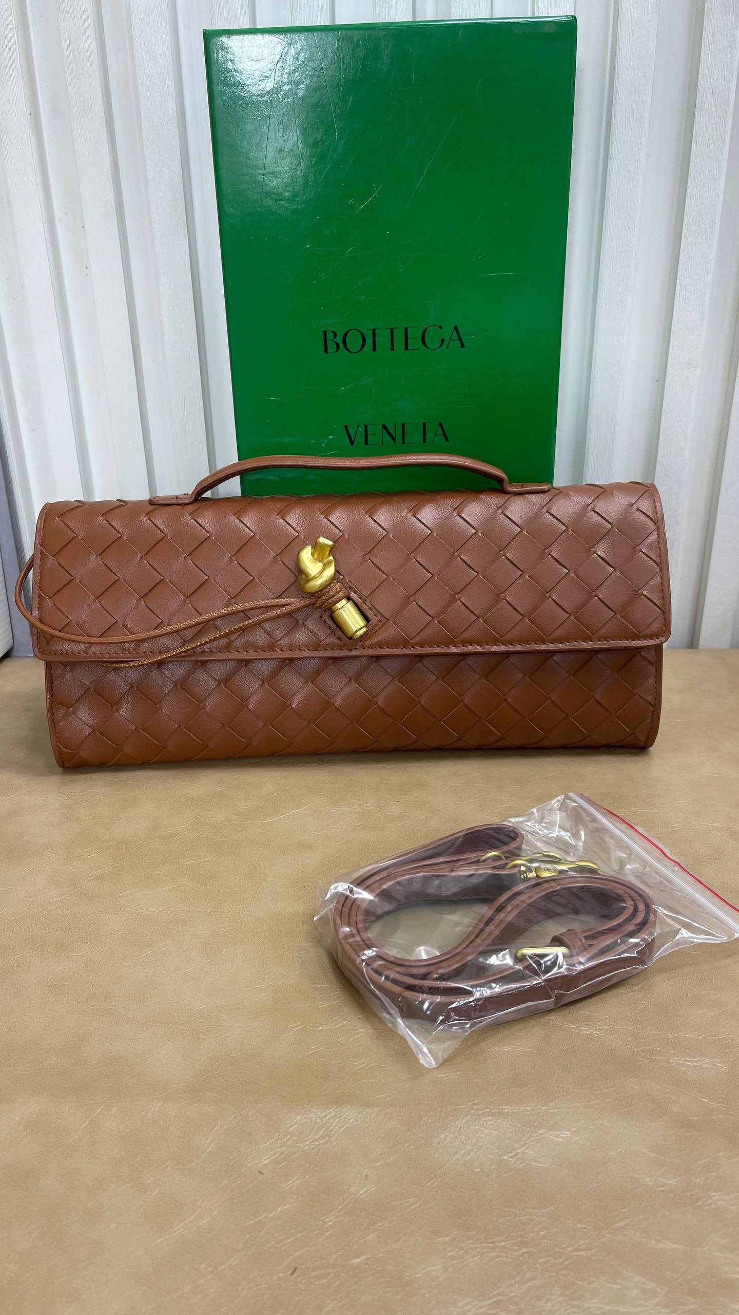 Bottega Veneta Intrecciato Knot Flap Clutch with Top Handle