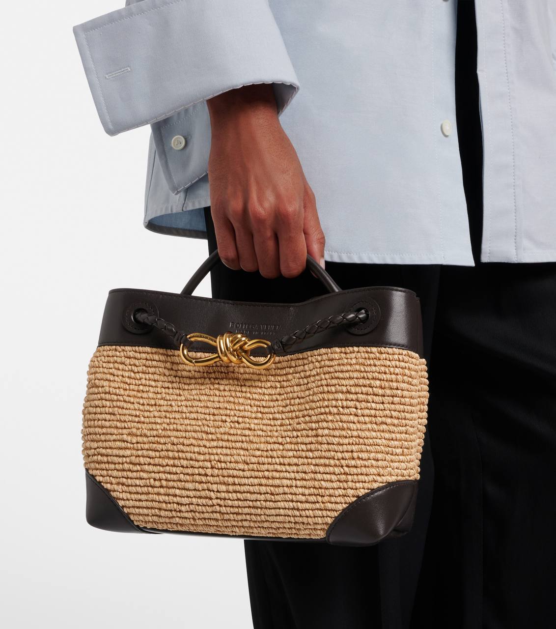 Bottega Veneta Andiamo Raffia Tote Bag