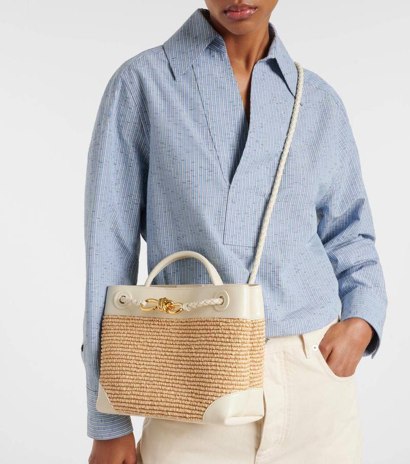 Bottega Veneta Andiamo Raffia Tote Bag