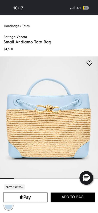 Bottega Veneta Andiamo Raffia Tote Bag