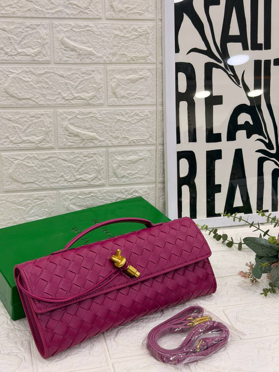 Bottega Veneta Intrecciato Knot Flap Clutch with Top Handle