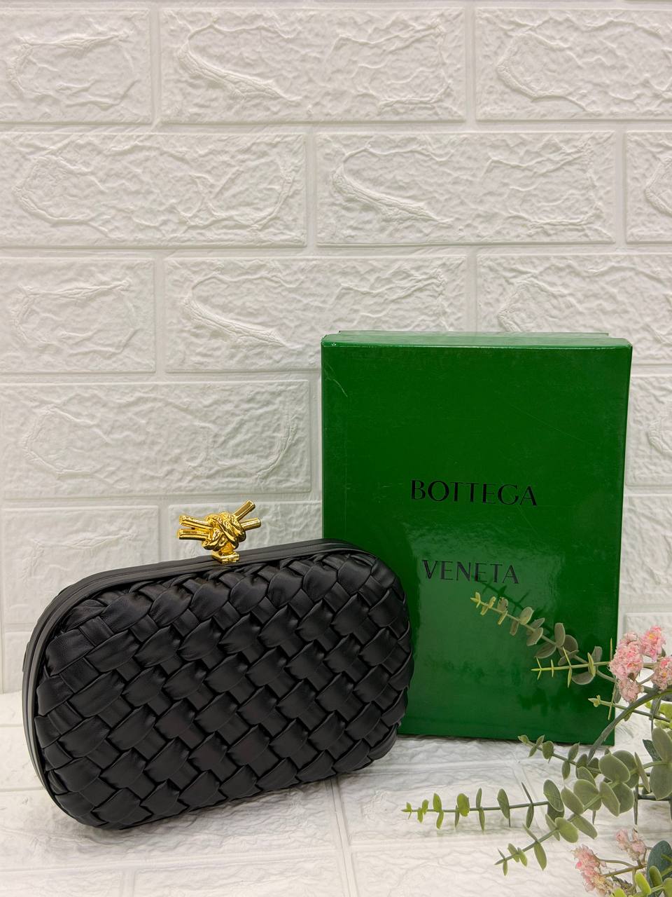 Bottega Veneta Intrecciato Knot Clutch Bag