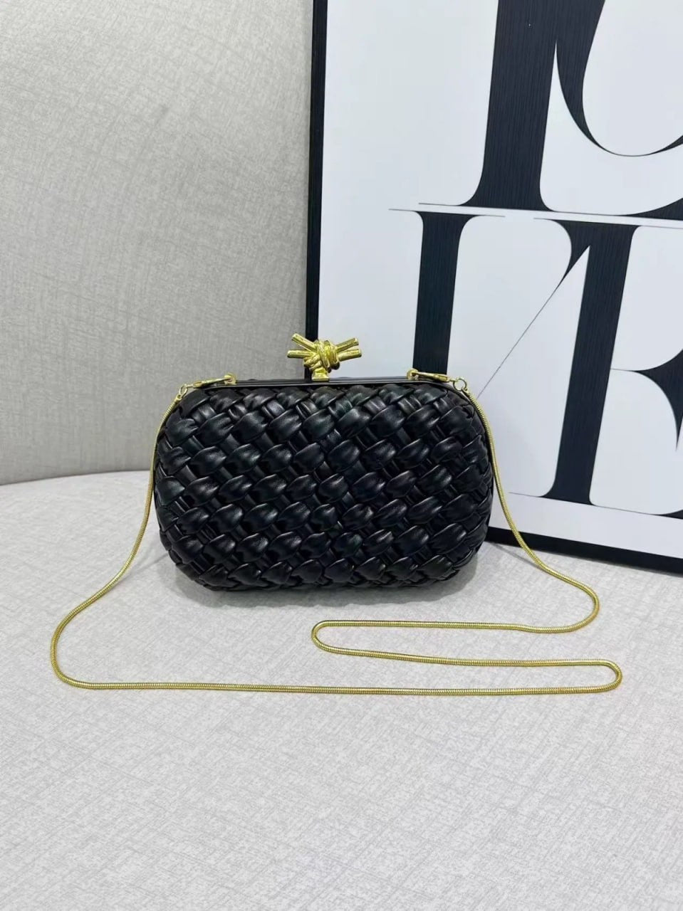 Bottega Veneta Intrecciato Knot Clutch Bag