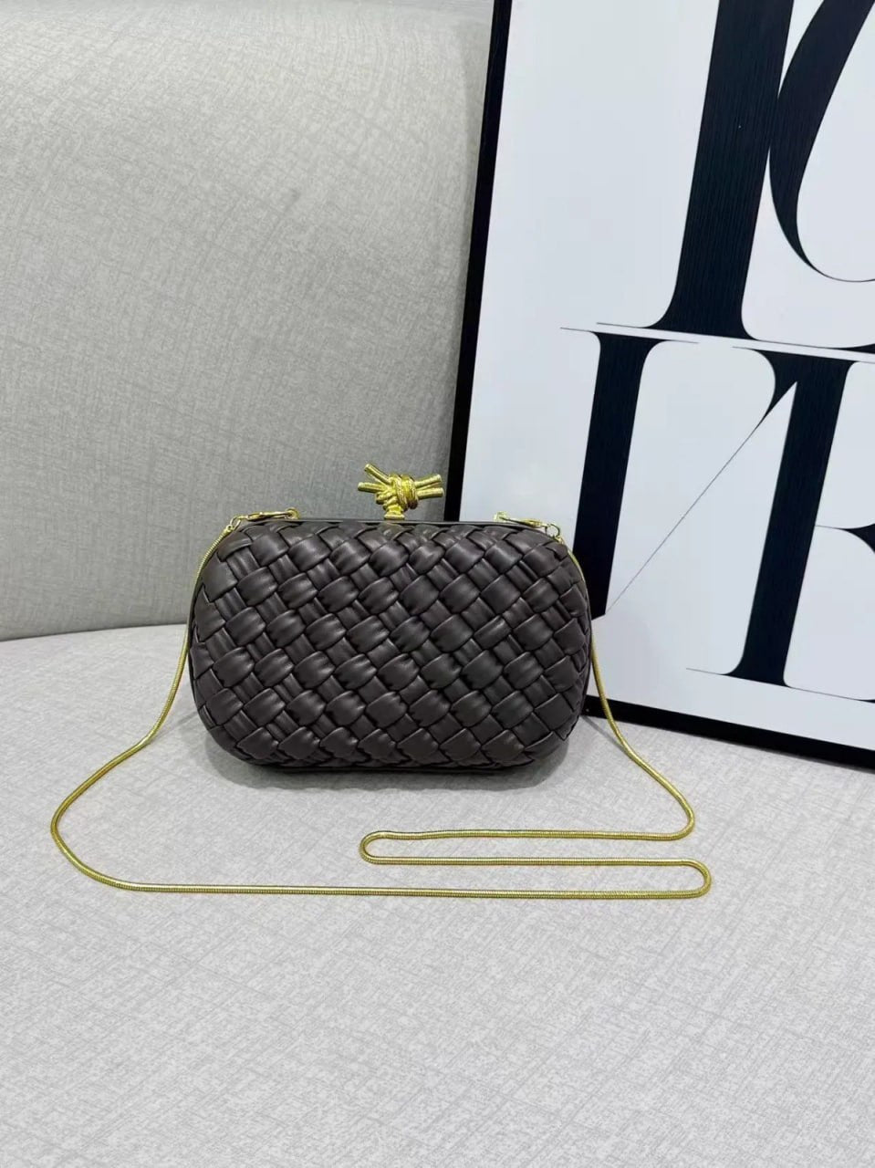Bottega Veneta Intrecciato Knot Clutch Bag