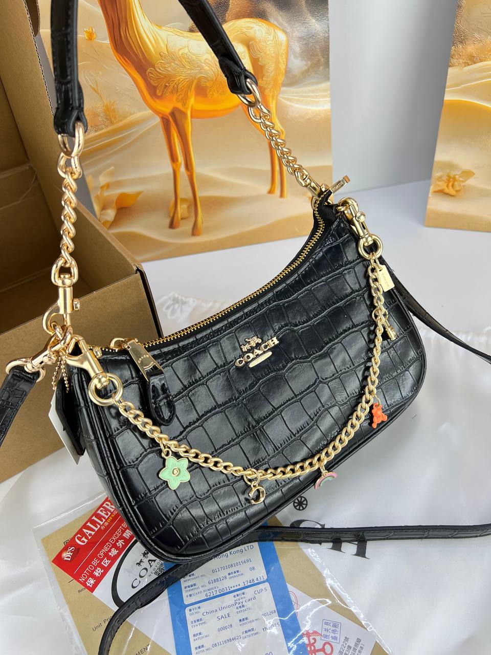 COACH Penn Shoulder Bag in Croc-Embossed Leather