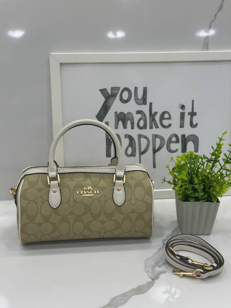 Coach Rowan Satchel in Signature Canvas (or Coach Signature Barrel Bag)