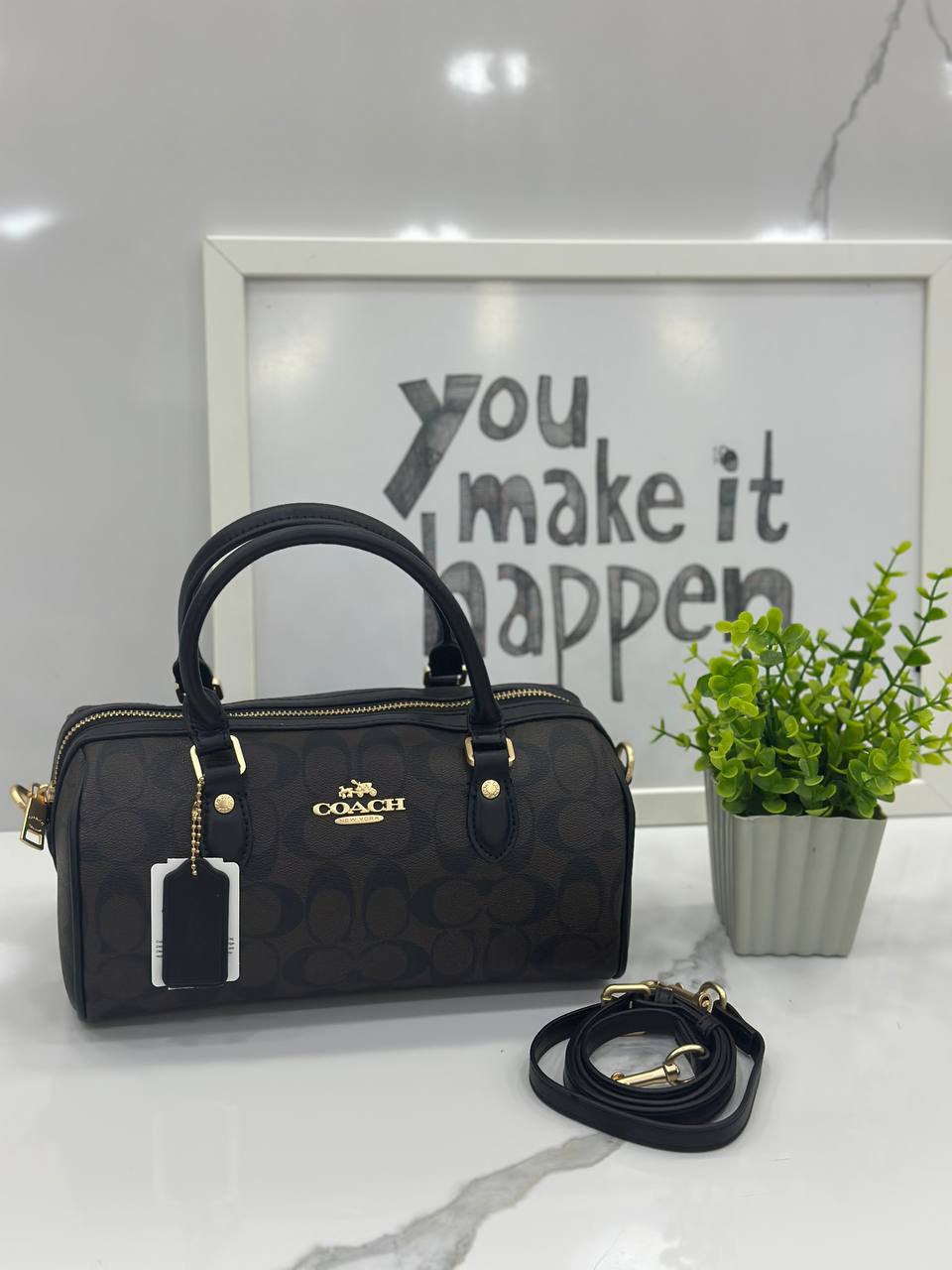 Coach Rowan Satchel in Signature Canvas (or Coach Signature Barrel Bag)