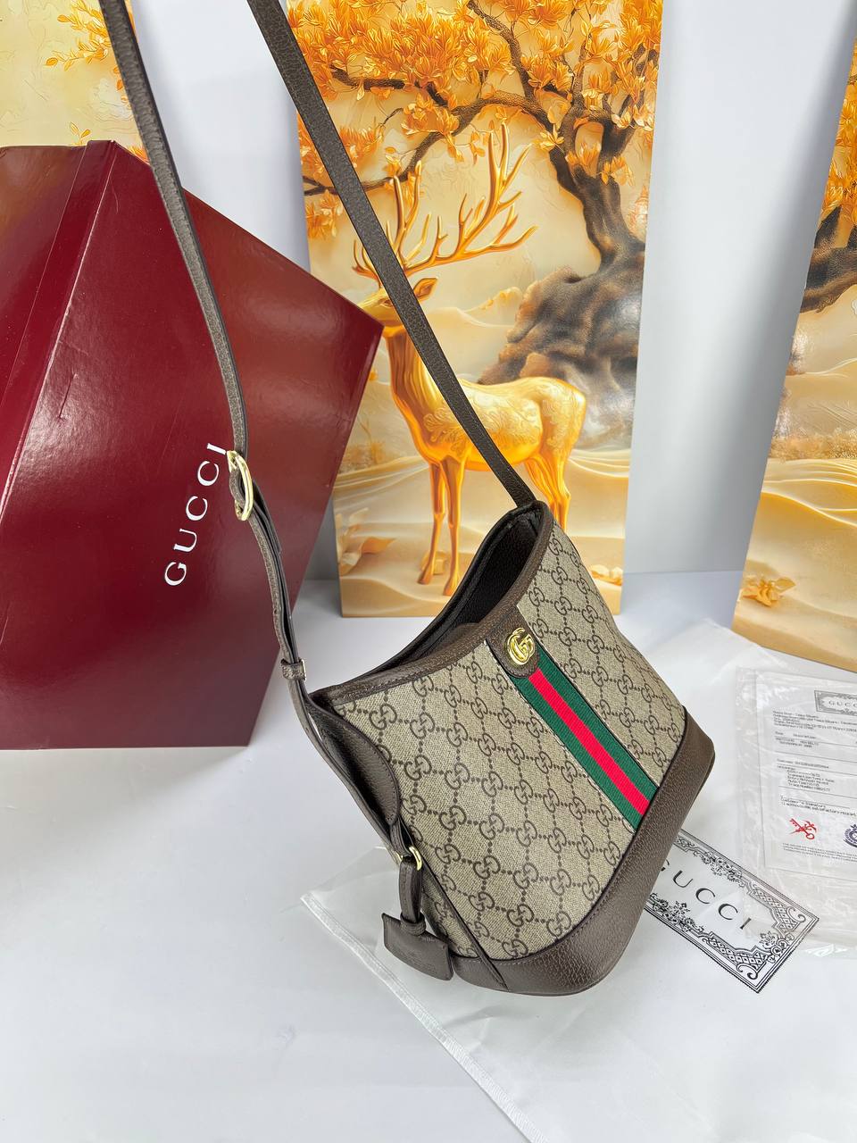 Gucci Ophidia GG Medium Shoulder Bag and Mini Bucket Bag Set
