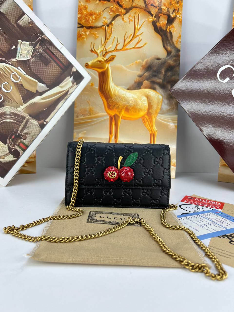 Gucci Linea Cherry GG Supreme Chain