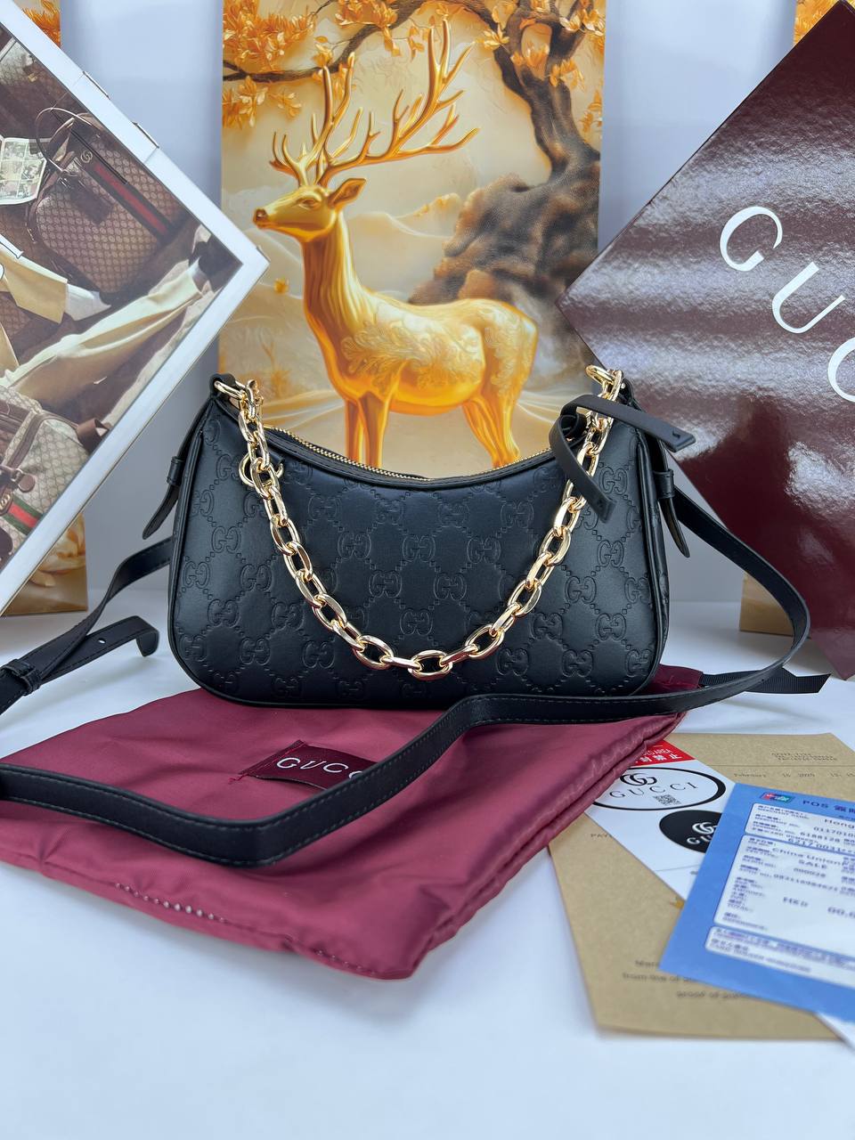 Gucci GG Matelassé Half-Moon Shoulder Bag