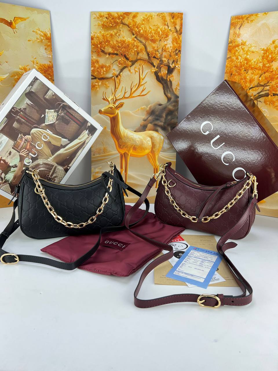 Gucci GG Matelassé Half-Moon Shoulder Bag