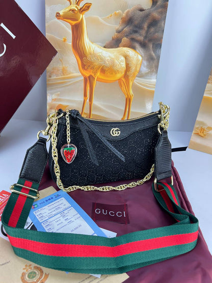 Gucci Ophidia Crystal & Canvas Small Shoulder Bag
