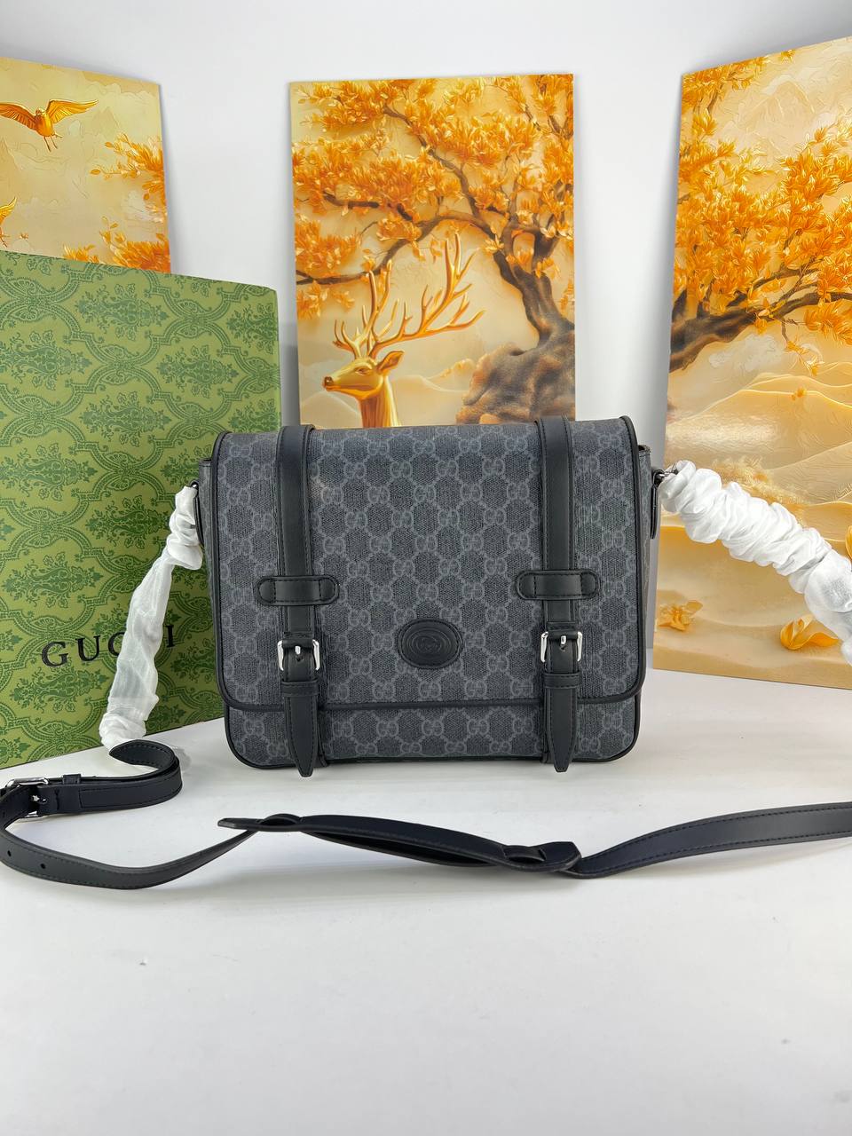 Gucci GG Supreme Messenger Bag with Interlocking G Patch - unisex