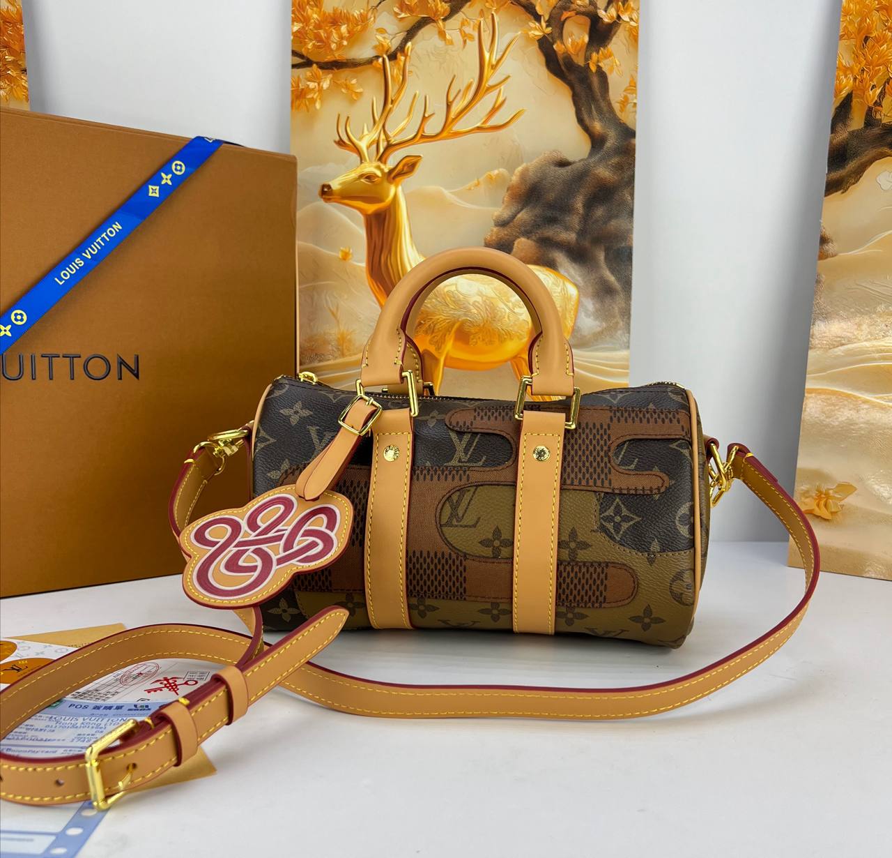 Louis Vuitton x Nigo Keepall Bandoulière 25 (Damier & Monogram Patchwork / Drip Edition)