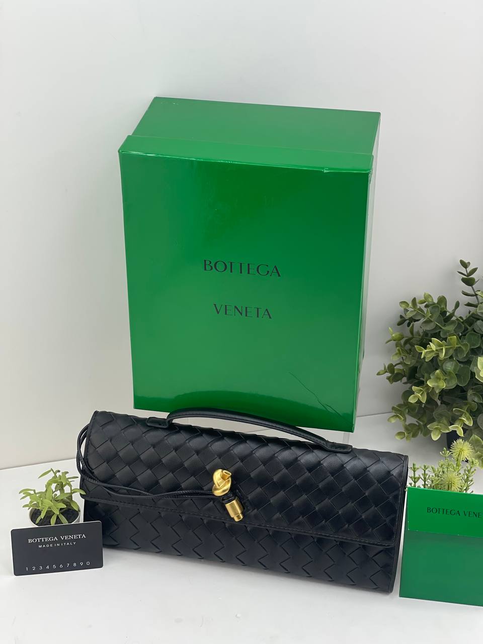Bottega Veneta Intrecciato Knot Flap Clutch with Top Handle