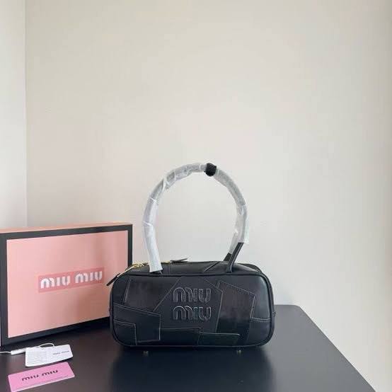 Miu Miu Patchwork Suede Leather Bowling Bag