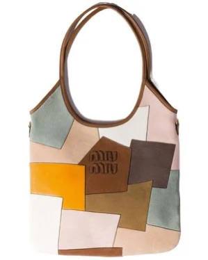 Miu Miu Patchwork Leather & Suede Tote Bag