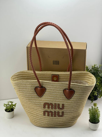 Miu Miu Summer Straw Basket Bag Set