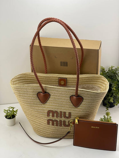 Miu Miu Summer Straw Basket Bag Set