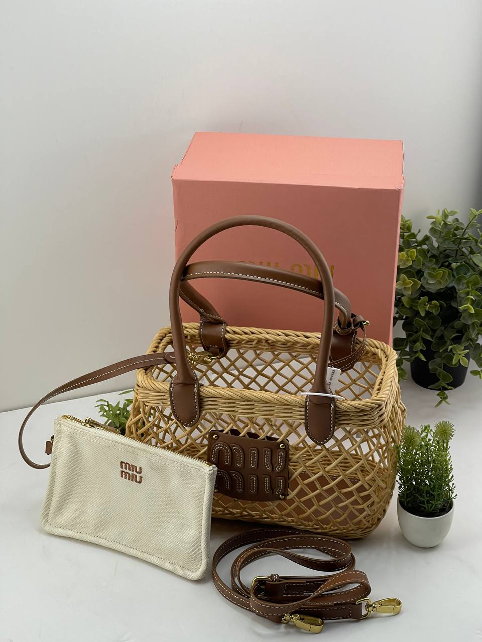Miu Miu crochet fabric handbag