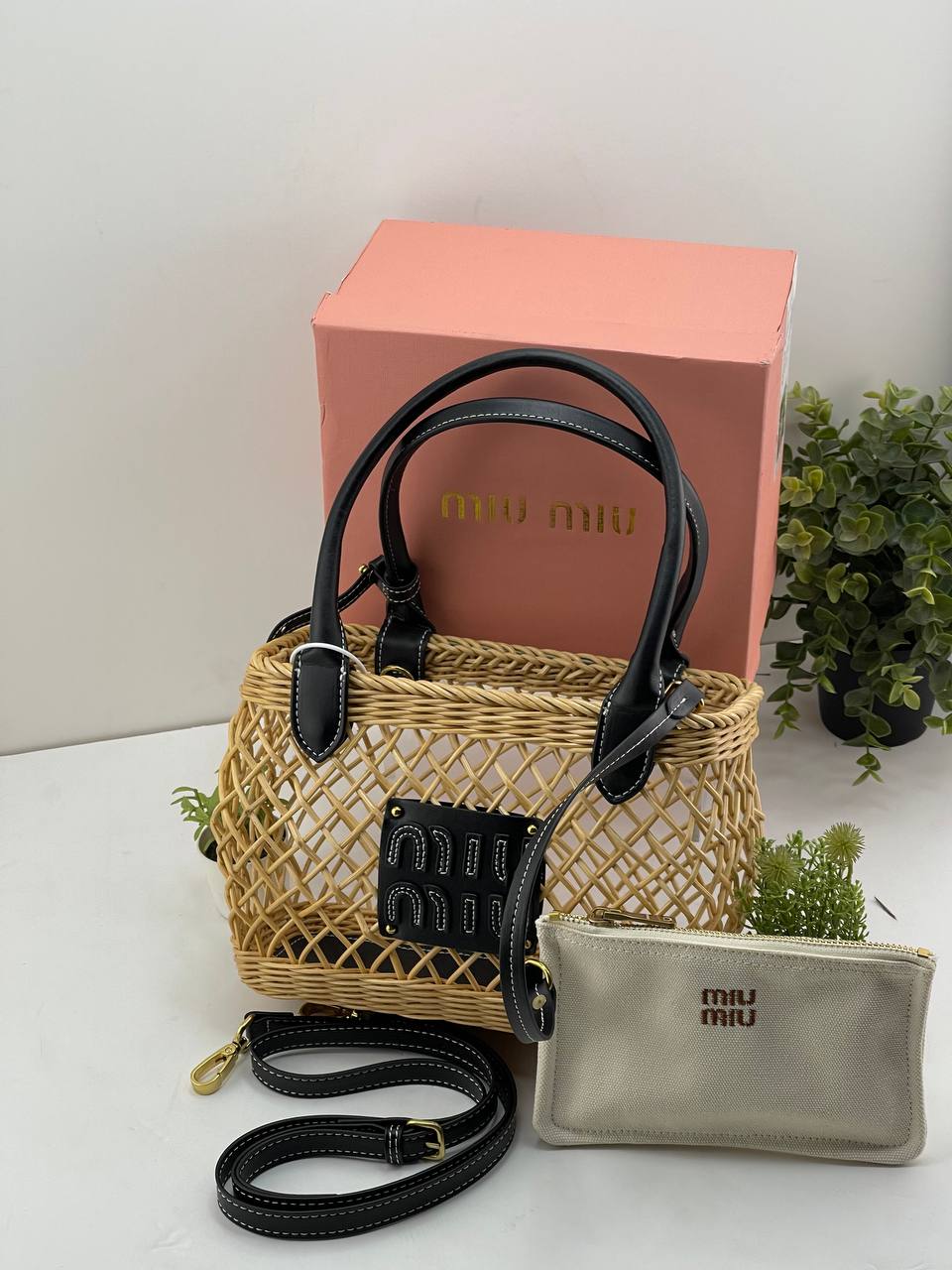 Miu Miu crochet fabric handbag