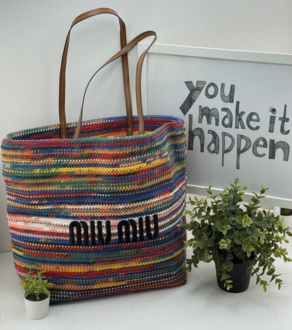 Miu Miu Inspired Woven Tote Bag