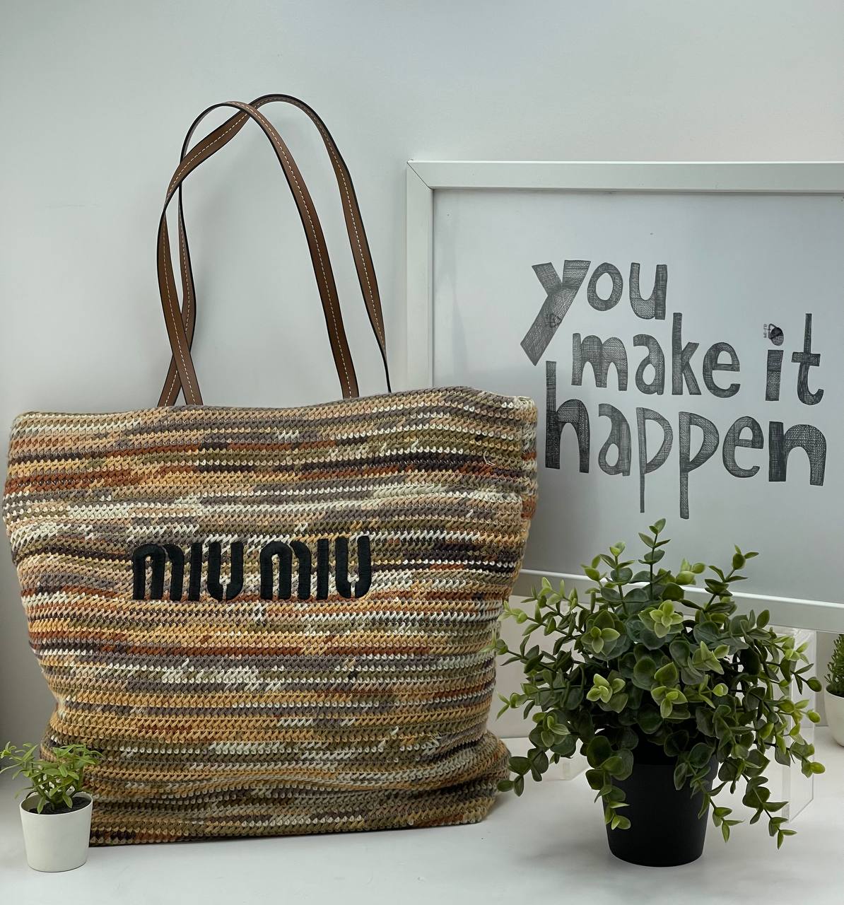 Miu Miu Inspired Woven Tote Bag
