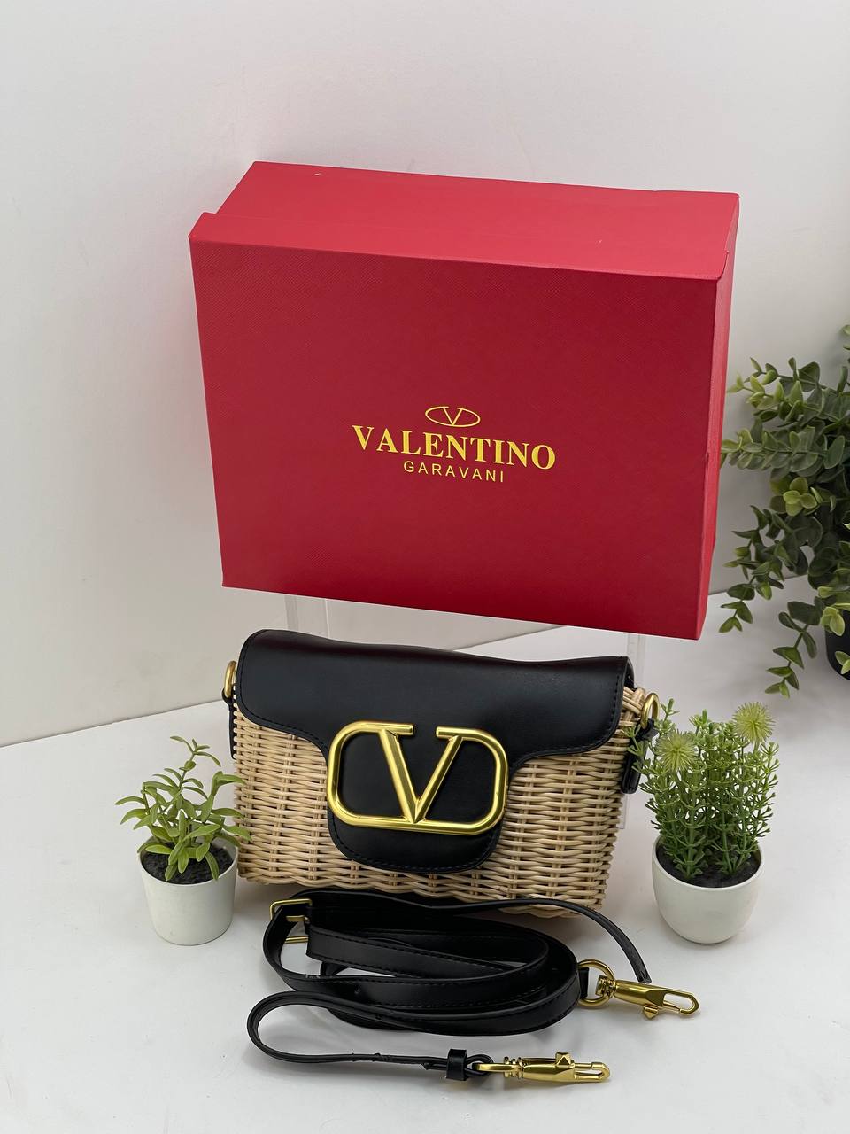 The Valentino Garavani VLogo Woven Shoulder Bag